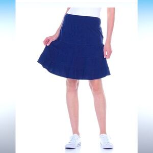 Fresh produce linen ruffle blue skirt boho classic spring preppy coastal